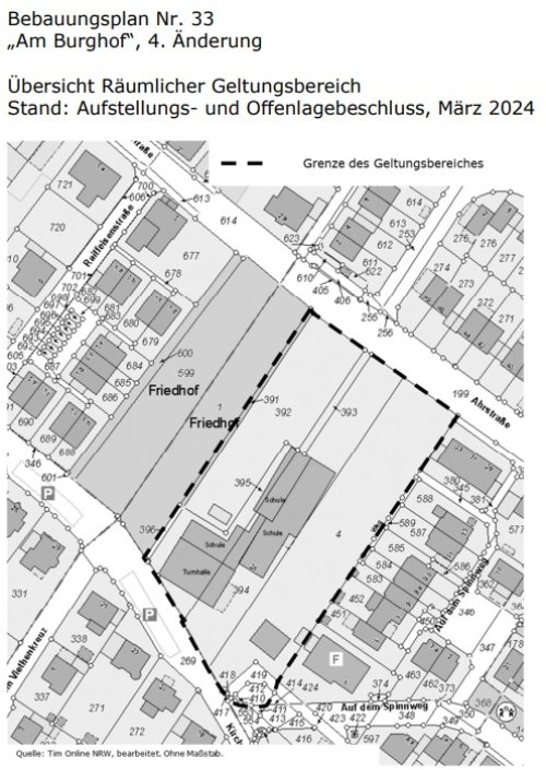 Grafik zeigt den Bebauungsplan Nr 33 "Am Burghof", 4. Änderung