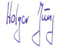 Foto zeigt die Signatur von Bürgermeister Holger Jung.