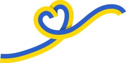 Grafik zeigt die ukrainische Flagge in Herzform.