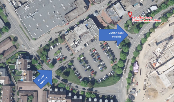 Lageplan Geänderte Verkehrsführung am Neuen Markt-Zufahrt am Karl-Arnold-Parkplatz nur noch über Königsberger Str. möglich, TIM online NRW