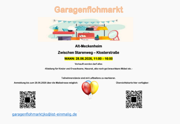 Bild vergr&ouml;&szlig;ern: Garagenflohmarkt vom Starenweg bis Klosterstraße