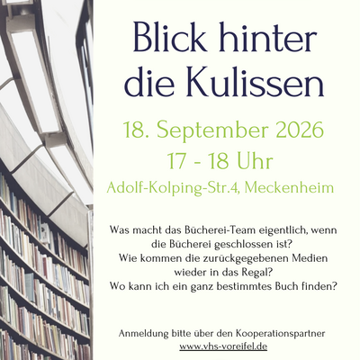 Blick hinter die Kulisse 18.09.2026
