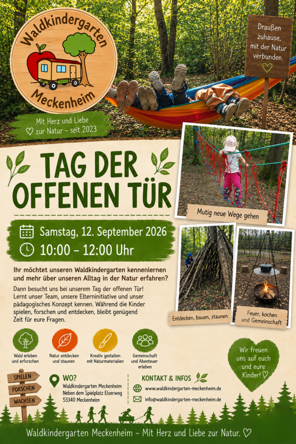 Bild vergr&ouml;&szlig;ern: Plakat Tag der offenen Tür im Waldkindergarten 2026