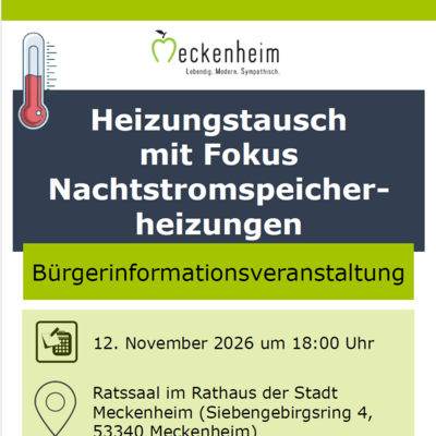 Bürgerinformationsveranstaltung zum Thema Heizungstausch mit besonderem Fokus auf Nachtstromspeicherheizungen 